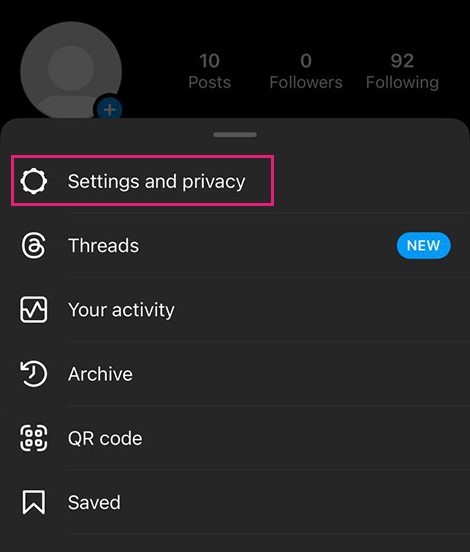وارد قسمت setting and privacy شوید