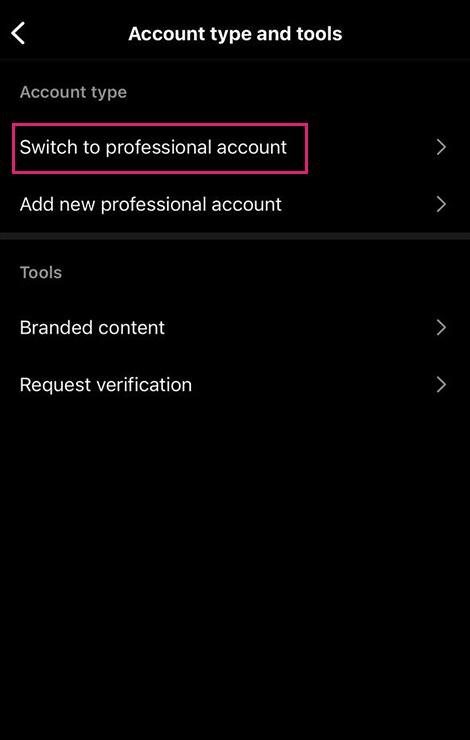 switch to professional account
