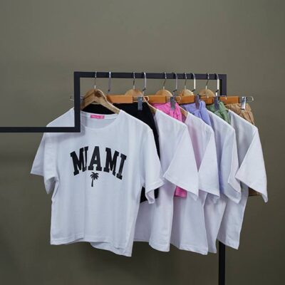 6552 - ست تیشرت و شورت چاپی مدل MIAMI بسته 6 عددی ( عمده )