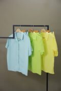 1303 - شومیز یقه شکاری و شورت مدل شیکا بسته 7 عددی (عمده)