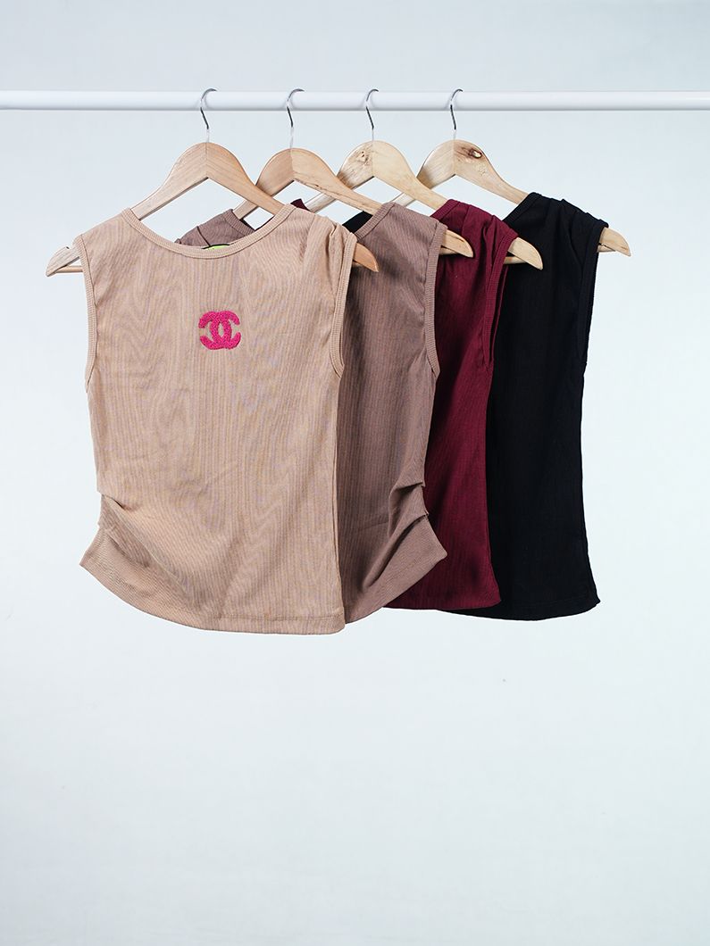 6601 - تاپ گلدوزی CHANEL بسته 6 عددی ( عمده )